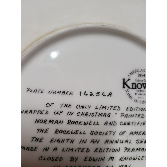 Norman Rockwell Collector Plate Wrapped Up In Christmas 1981 Edwin Knowles - Picture 8 of 9